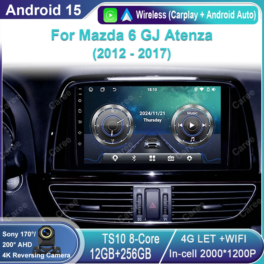 

Android 15 For Mazda 6 GJ Atenza 2012 2013 2014 2015 2016 2017 Wireless Carplay Auto Car Multimedia Car Radio Video Player GPS