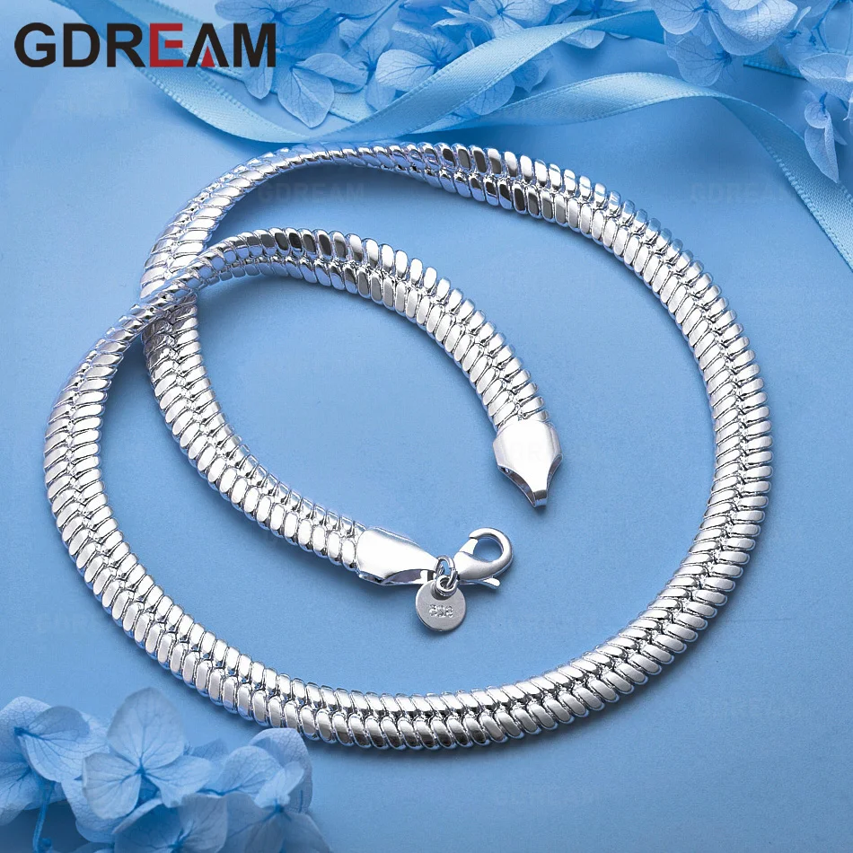 GDREAM 925 Sterling Silver 10mm Flat Snake Chain Necklace – A Minimalist, Sophisticated Jewelry Piece For Women'S Everyday Wear