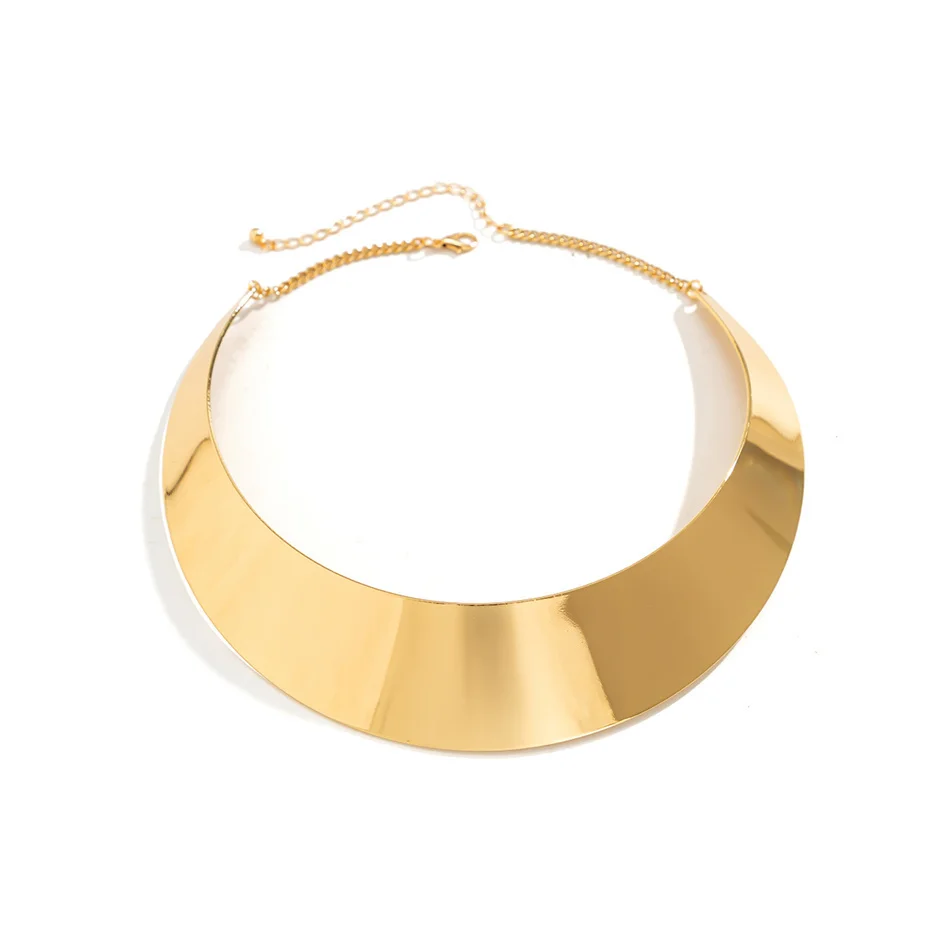 Übertrieben Chunky Metall Draht Drehmomente Choker Halskette Frauen Kragen Punk Gold Farbe Breite Glatte Kette Schmuck Bijoux Steampunk – Detail 11