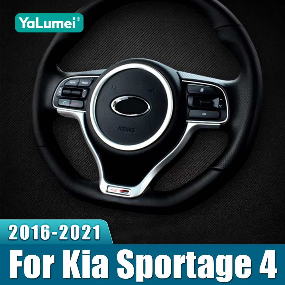 Car Steering Wheel Button Panel Cover Trim Decorative Sticker For Kia Sportage 4 QL 2016 2017 2018 2019 2020 2021 Accessories