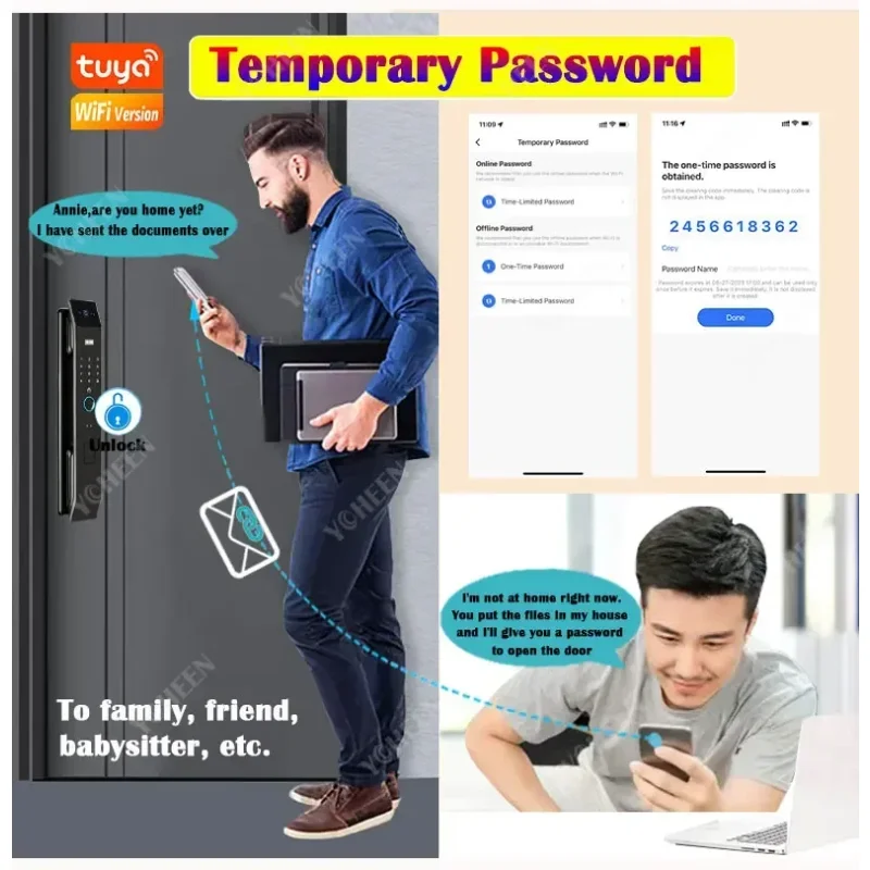 YyhcyyhcTuya Wifi 3D Face Recognition Digital Smart Lock Temporary Password Video Intercom Electronic Door Lock Fingerprint Keyl