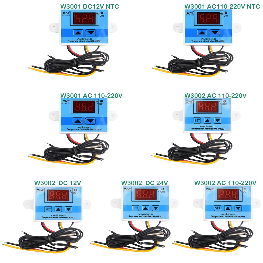 Microcomputer digital display temperature control switch 12V-220V thermostat NTC sensor temperature controller W3001 thermostat