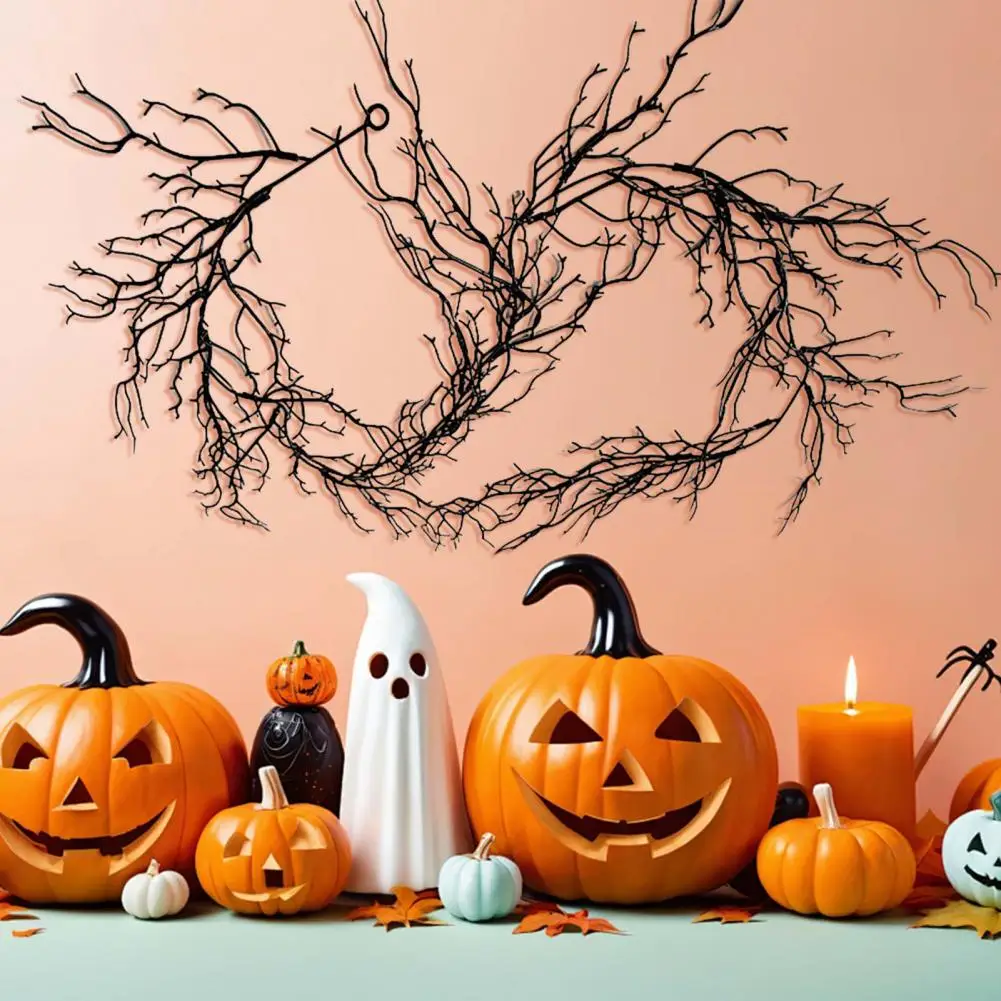 Guirxiété de vigne de saule d'Halloween, décoration intérieure et extérieure, branche noire artificielle, maison et jardin, 195cm