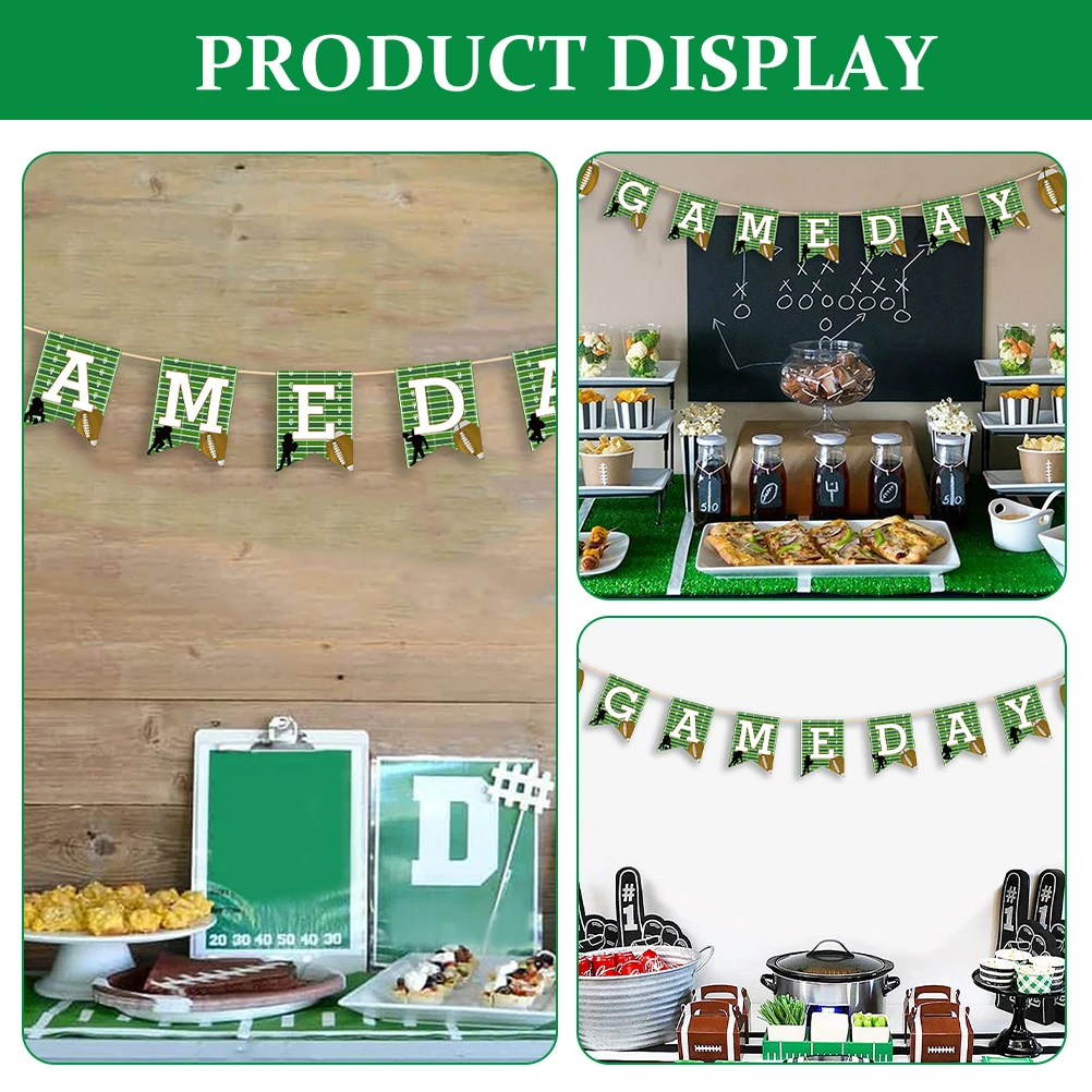

2pcs Football Party Banner Decorations Football Themed Birthday Supplies Sports Theme Party Decorations for Kids Family Guests
