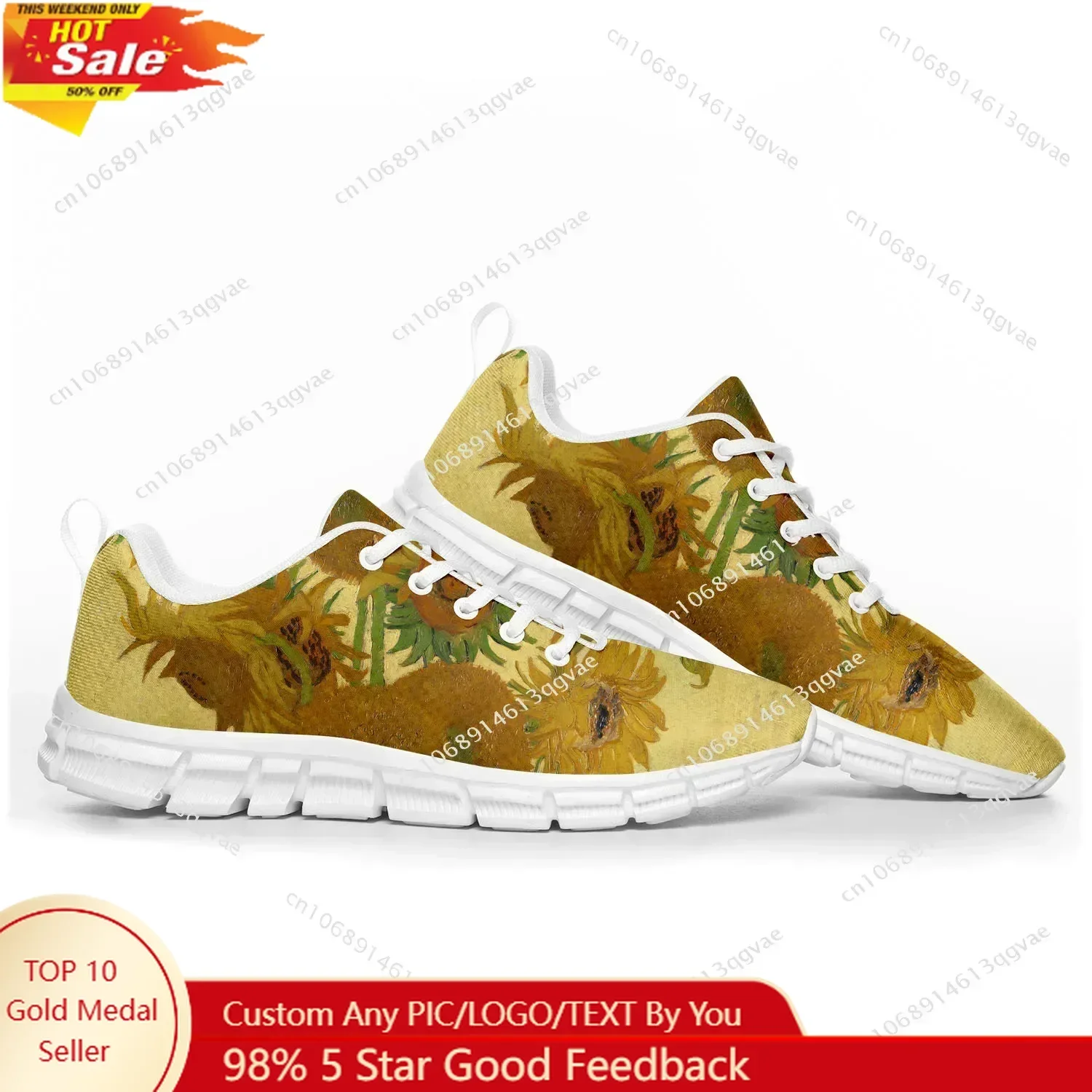 Van Gogh Oil Painting Sunflower Sports Shoes Mens Womens   Sneakers Custom High Quality Casual Couple Shoe