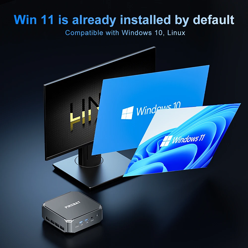 FIREBAT A6 MiniPC AMD R7 6800H Dual Band WiFi6 BT5.2 16GB 512GB Desktop Windows 11 Computer da gioco Mini PC