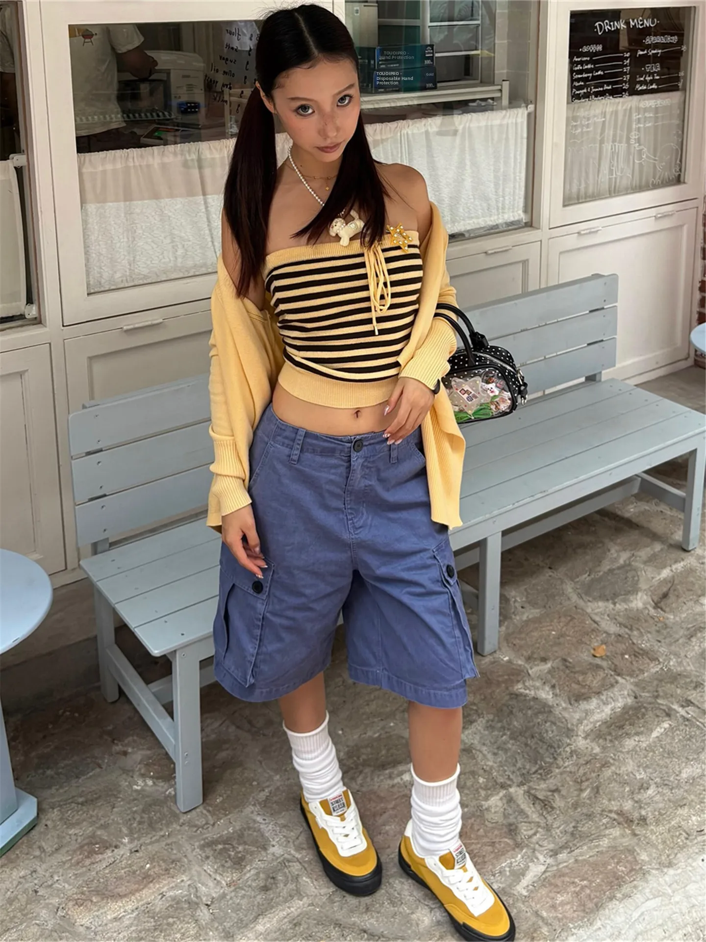 

American Street Style Spicy Girl Loose Casual Women's Jeans High Waist Straight Leg Cotton Workwear Washed Multi Pocket Summe...