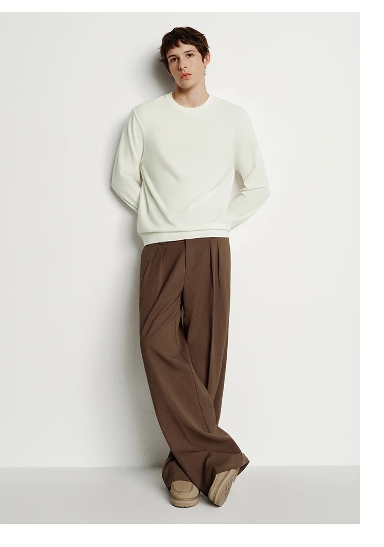 Semir Strickpullover für Herren, Winter-Kaschmirmischung, wärmeisolierend, antibakteriell, 2025, neue Basic-Rundhalsausschnitt, schwarze Basisschicht – Detail 2