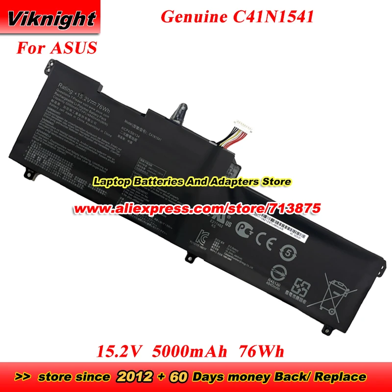 

Оригинальный аккумулятор C41N1541 для Asus Rog GL702V GL702VM GL702VS GL703G GL702VS-BA060T GL704GS GL702VM-DB74 GL703GS 15,2 В 5000 мАч