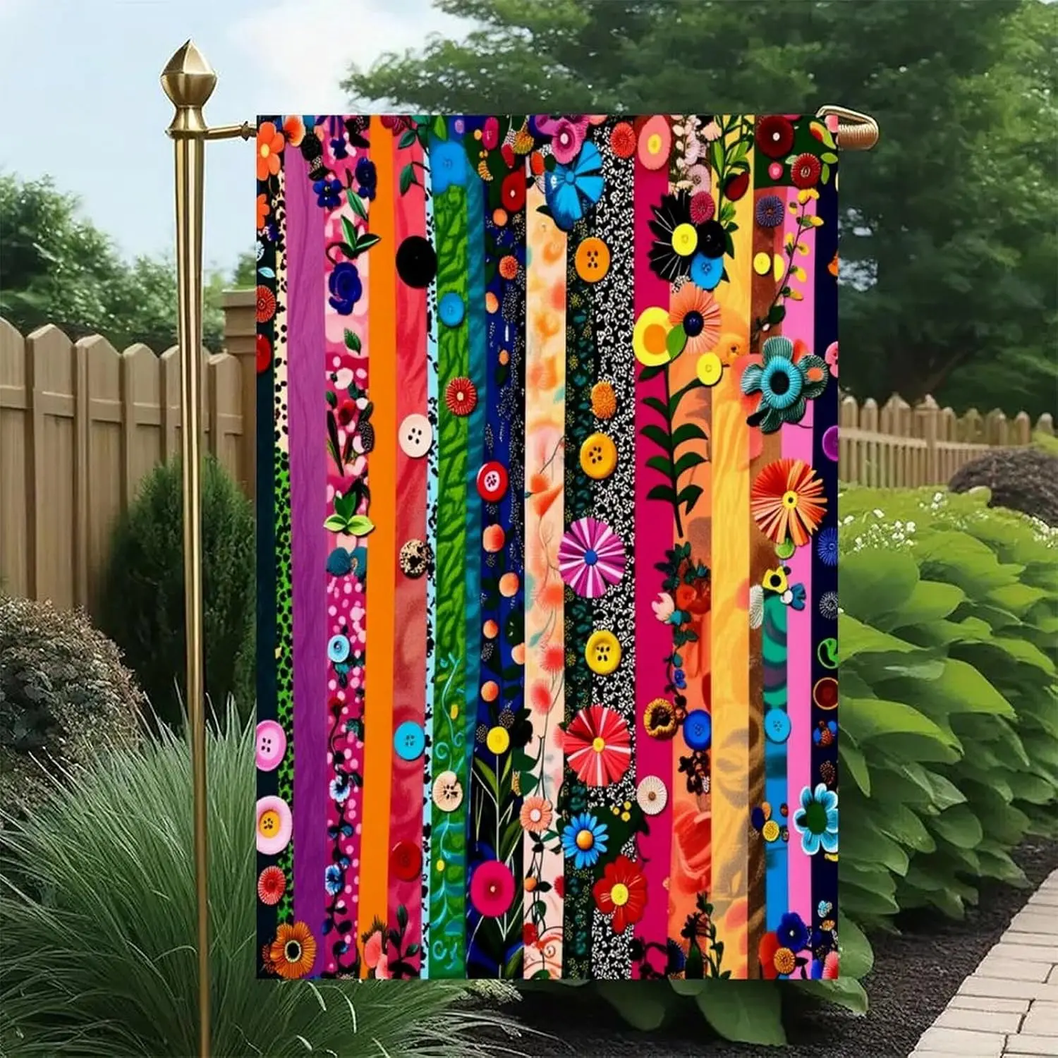 Colorful Floral Spring Summer Garden Flag 12x18 Inch Linen Yard Flag Outdoor Hanging Decor for Garden Patio Porch Lawn (Only MMZ