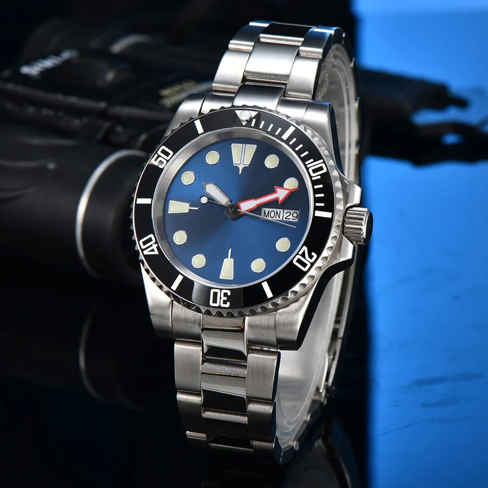 

Parnsrpe 40mm NH36 Movement Automatic Men Watch Date Weekday Display Watch Sapphire Automatic NH36A Fashion Wristwatch Lume