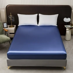 Lenzuolo in raso di seta 1PC lenzuolo con angoli setosi con fascia elastica 360 lenzuola con fondo liscio All-inclusive per letto matrimoniale Queen/King