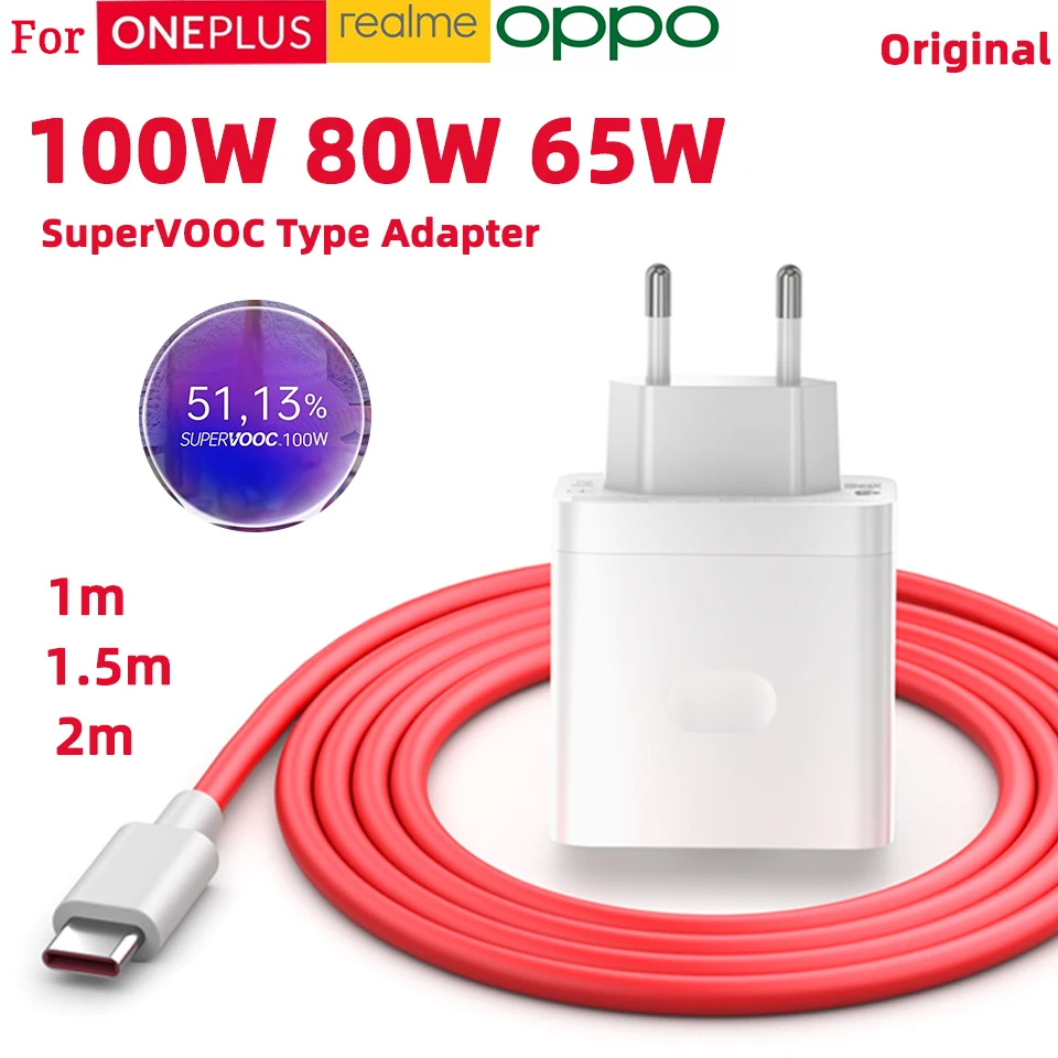 Cargador Original Oneplus SuperVOOC 100w 80w 65w Adaptador de Corriente de Viaje One Plus 13 13s 12 11 10T Nord CE 5 4 Para OPPO Find X9 X8