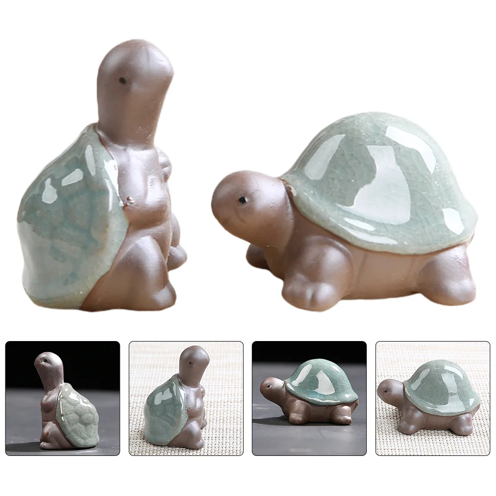 Ornaments Figurine for Tea Pet Ceramic Figurines Tortoise Decorative Cute Pets Turtle Vintage