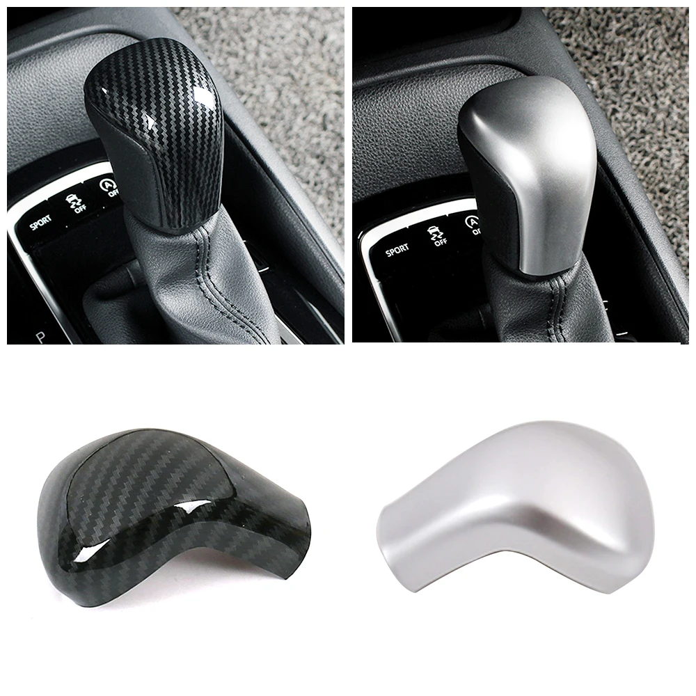 carbon fiber for toyota camry 2019 2020 2018 2021 2022 70 v70 xv70 trd se sport Car Gear Lever Cover Trims Chrome shift knob