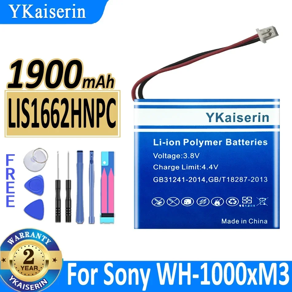 YKaiserin Battery LIS1662HNPC SP 624038 (WH-1000xM3) 1900mAh For Sony WH-CH710N/B WH-XB900 WH-XB900N/XB910 WH1000xM3 WH-1000MX4