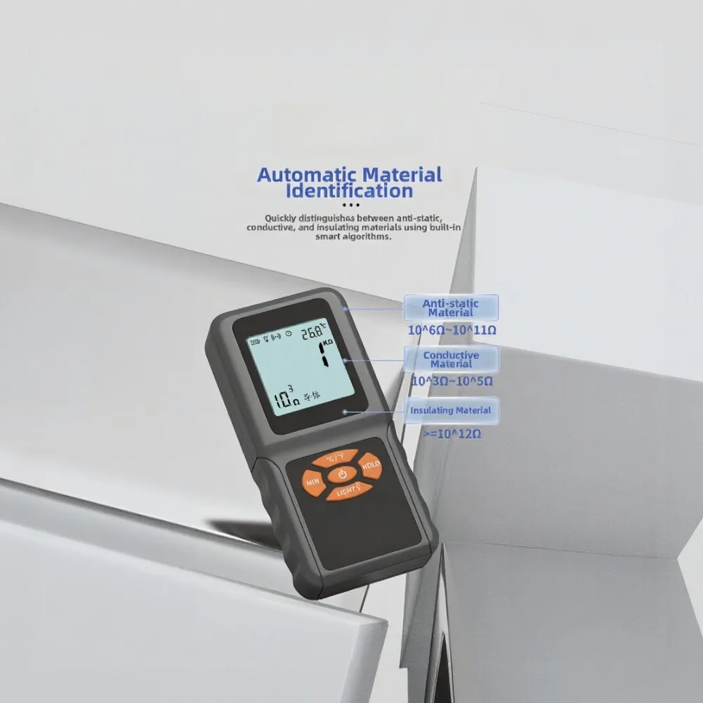 For Surface Resistance Meter 10^3-10^12 Ohm Anti Static Tester With Temperature Measurement For Conductor Insulator Grounding To