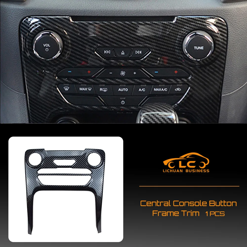 

ABS Carbon Fiber Color 1pcs Central Console Button Frame Trim Interior Decorative for Ford Everest RANGER T6 T7 T8 2015-2021