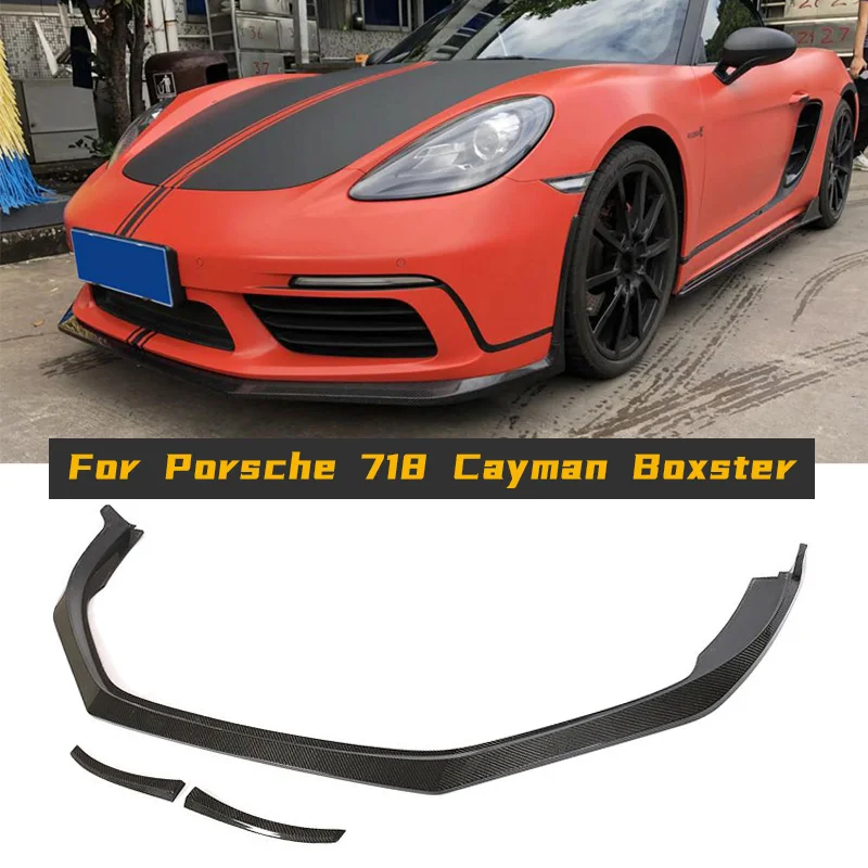 

For Porsche 718 Cayman Boxster Base S Coupe Convertible 2 Door 2017 2018 Car Lip Carbon Fiber Front Bumper Lip Spoiler Splitters