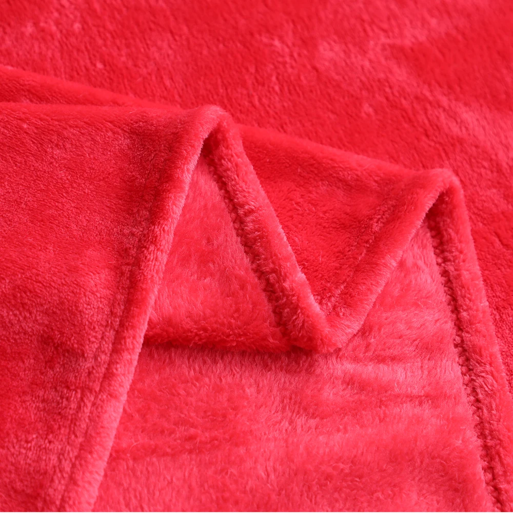 1pcs Soft Blankets Red color flannel 280GSM Warm Fleece Lightweight Throw Blanket for couch , bed, sofa