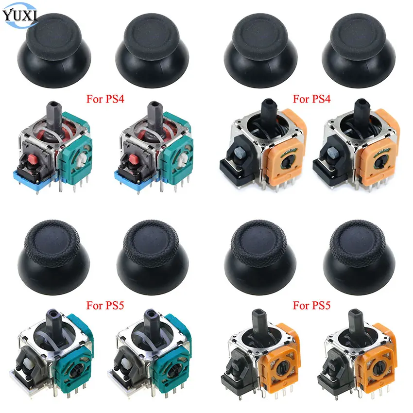 

YuXi 2pcs Analog Thumb Sticks Grips Sensor Module Joystick Mushroom Caps For PlayStation 4 5 PS5 PS4 Pro Slim Controller