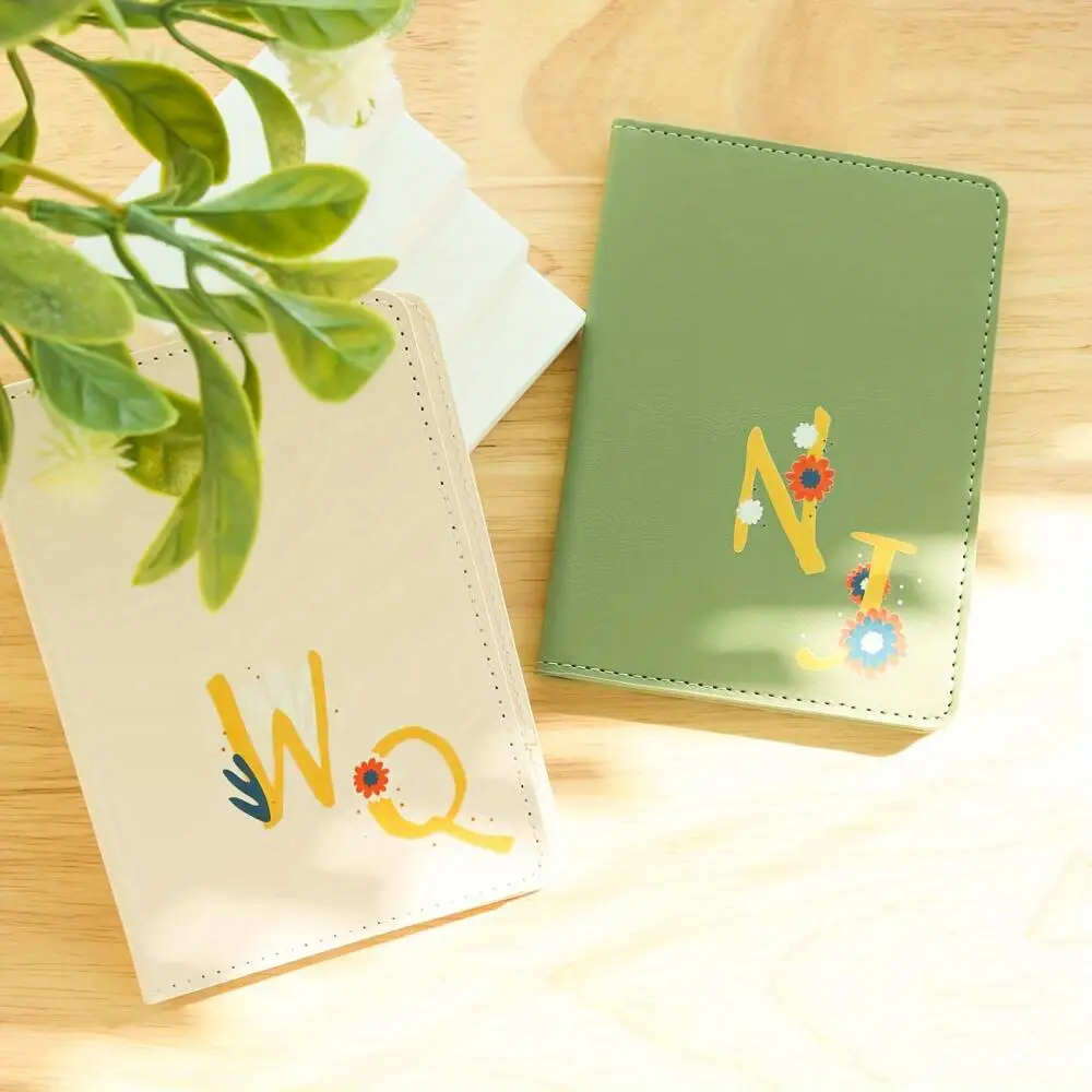 Personalized Custom Floral Alphabet Initial Print Passport Case Soft PU Leather Document Holder Travel Credit Card Wallet Gifts