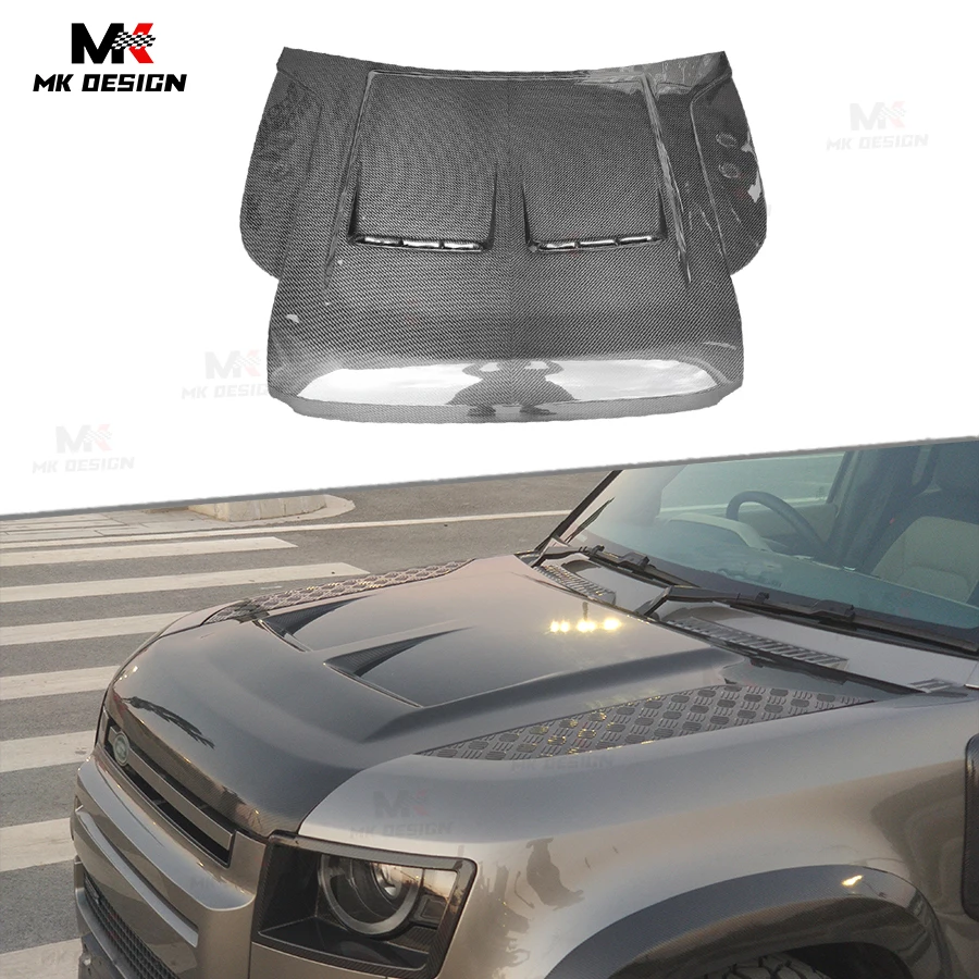 غطاء غطاء محرك السيارة الأمامي من ألياف الكربون لسيارة لاند روفر ديفندر 2020+ غطاء محرك السيارة الأمامي ملحقات السيارة البديلة #1