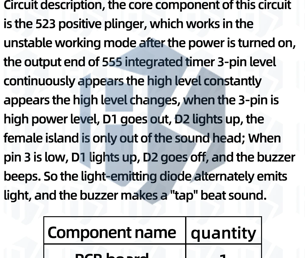 555 Multi-Harmonischer Oszillator-Bausatz NE555 Nicht-Statischer Schaltkreis Doppelblitzlampe Elektronische Fertigungsteile – Detail 2