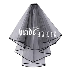 Bride or Die black veil Halloween Bachelorette hen Party fall Wedding bridal shower Gothic bride to be Costume Decoration gift