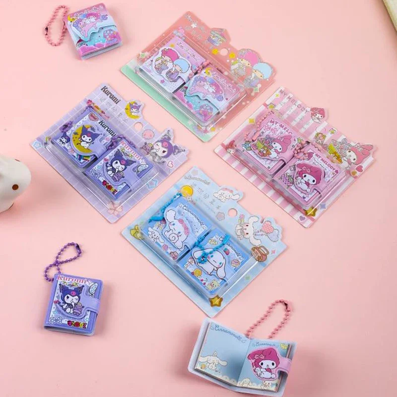 Sanrio สมุดบันทึกขนาดเล็ก Kuromi Cinnamoroll 20ชิ้นแผ่นจดบันทึกแบบพกพารายวันวาระการประชุมเครื่องเขียนสำนักงานอุปกรณ์การเรียน