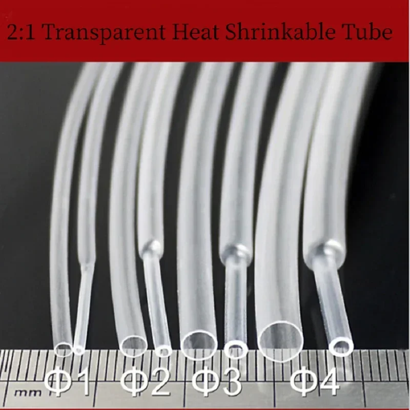 1 Meter Clear Dia 1 2 3 4 5 6 7 8 9 10 12 14 16 20 25 30 40 50 mm Heat Shrink Tube 2:1 Polyolefin Thermal Cable Sleeve Insulated