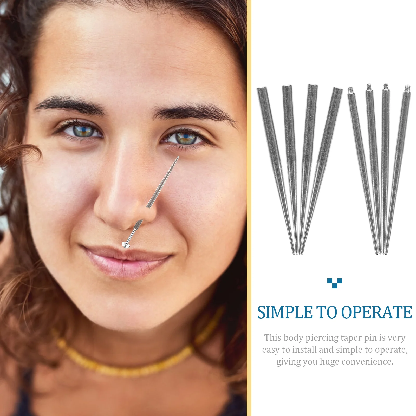 

8 pcs Piercing Guide Rod Stainless Steel Taper Pin Assistant Tools Nose Ear Lip Piercing Kits Body Stretching Insertion Jewelry