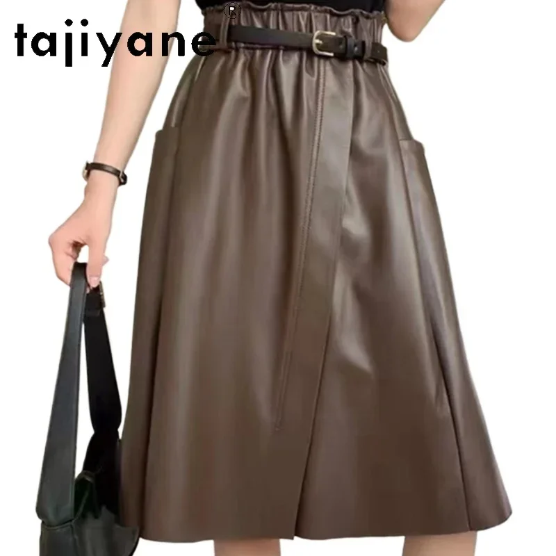 TAJIYANE Real Sheepskin Skirts Womens 2024 High Quality Genuine Leather Skirt Fall Winter Clothes Korean Fashion Midi Skirt юбка