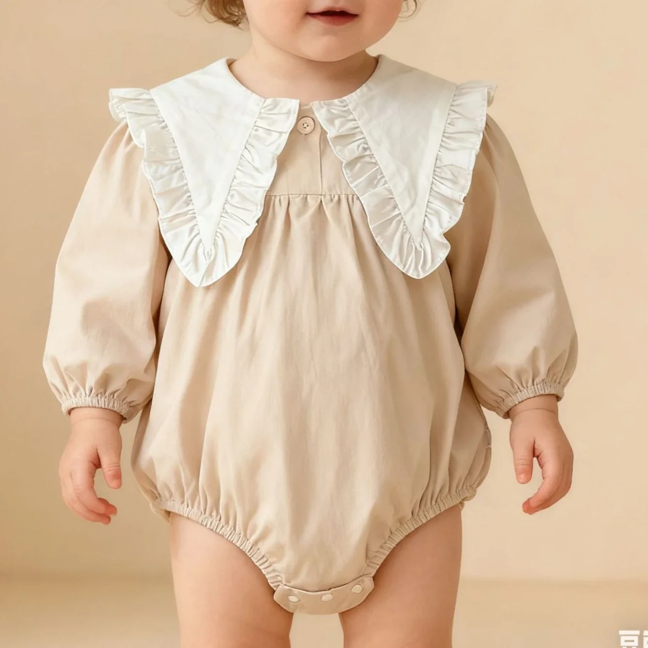 Girls Onesie 2026 Spring And Autumn New Childrens Clothing Girls Baby Sweet Lapel Long Sleeve Farty Onesie Casual Simple Daily