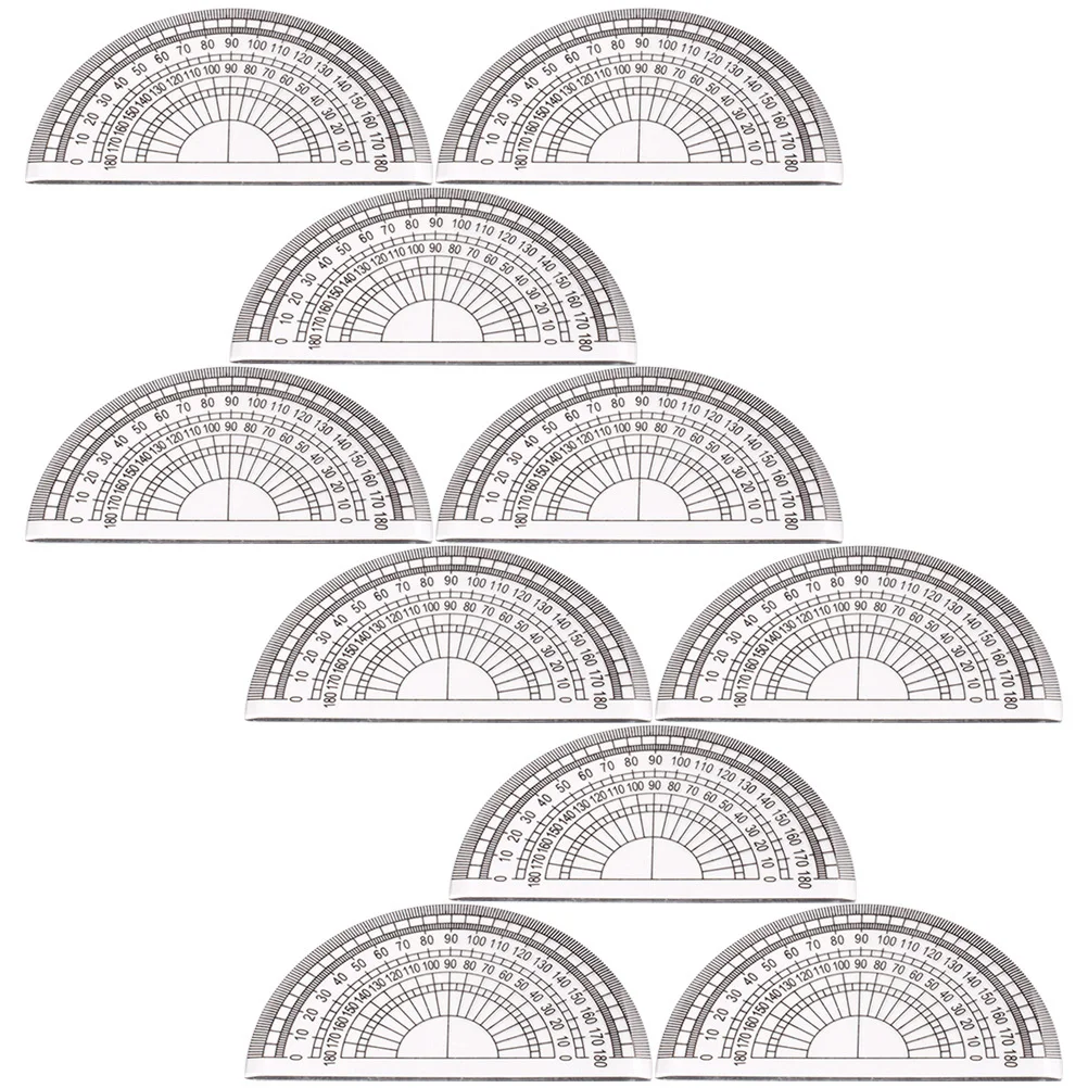 10 قطعة منقلة بلاستيكية 180 درجة منقلة الرياضيات الواضحة للطلاب أداة قياس الرسم اللوازم المكتبية المدرسية المحمولة #3
