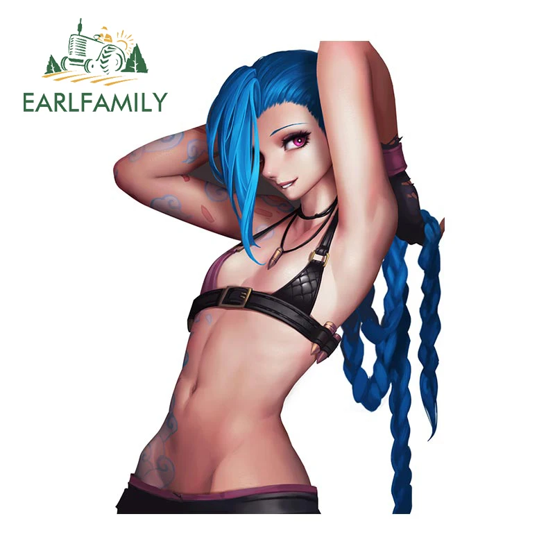 EARLFAMILY 13 سنتيمتر x 9.1 سنتيمتر ل Jinx LoL ملصقات السيارات التخييم مضحك أنيمي الفينيل سيارة التفاف ملصق مائي دراجة نارية واقية من الشمس ويندوز الشارات #1