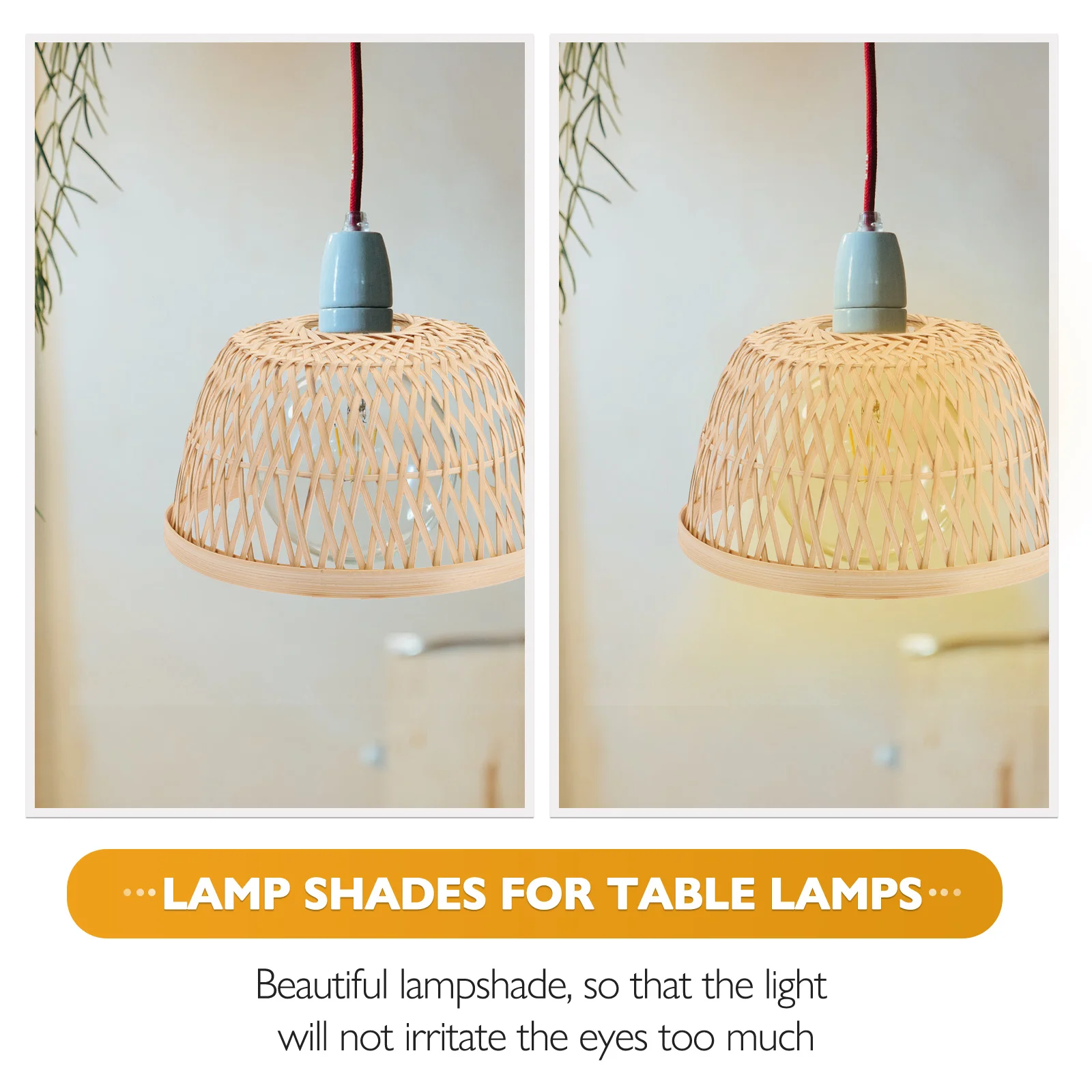 غطاء خفيف أنيق منسوج من الخيزران، عاكس الضوء ريفي متين لمختلف إعدادات الديكور، غطاء المصباح المعلق #1