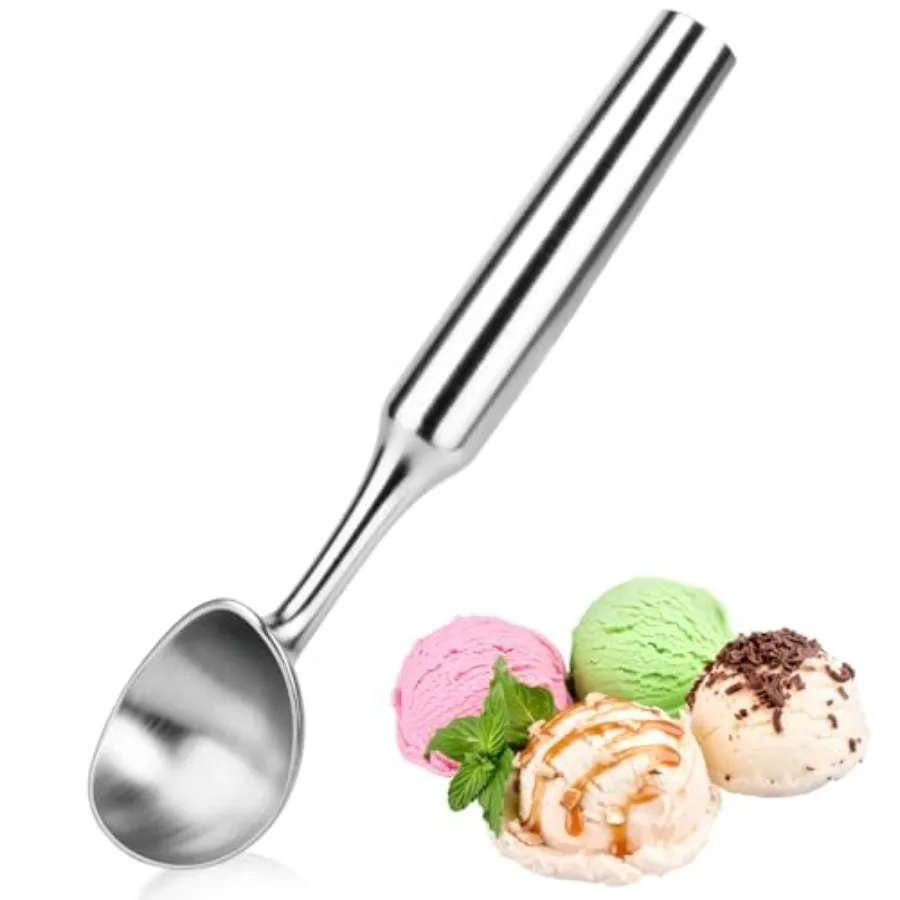 

Ice Cream Scoop, 7.9 inches One-Piece Design Stainless Steel Scooper for Cookie Dough, Gelato, Sorbet, Heavy Duty with Comfort