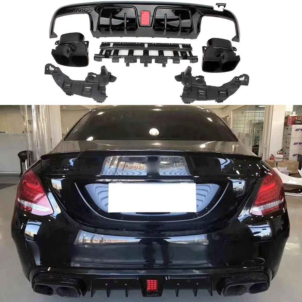 

4-дверный диффузор заднего бампера подходит для BENZ W205 C63 C63S C43 AMG Sedan Carbon Look 2015-2022 гг.