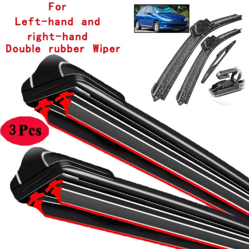 Car Wiper Front & Rear Wiper Blades Set Kit For Peugeot 206 Hatchback 2001 - 2006 Windshield Windscreen Window 26