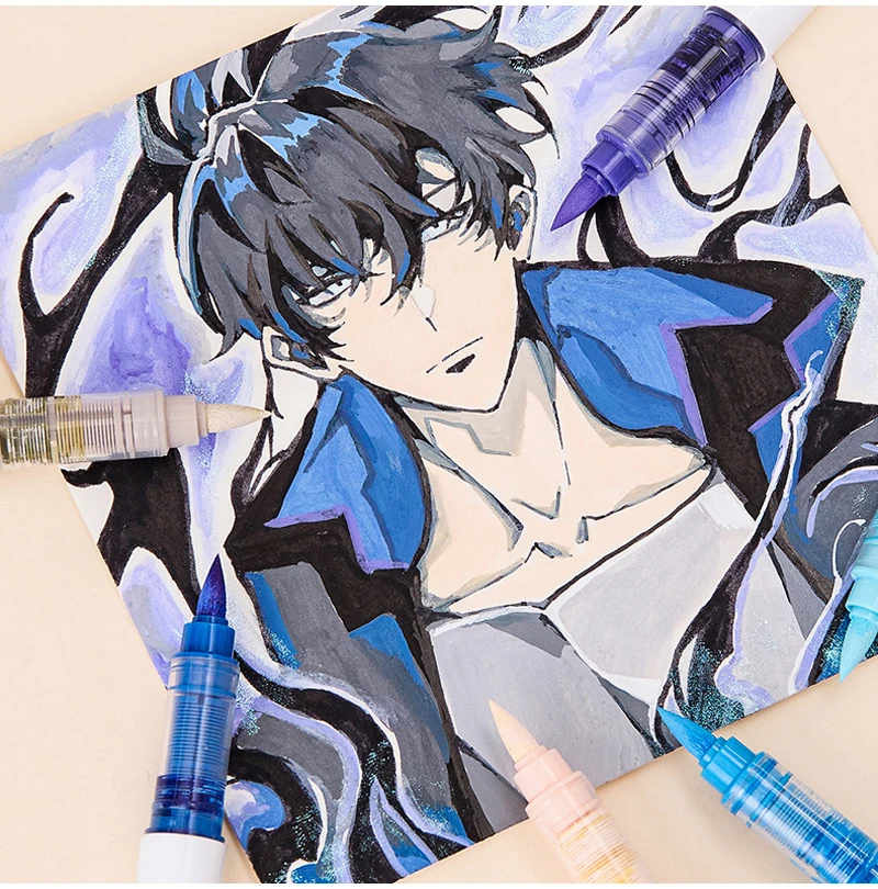 9 farben/Set Acryl Farbe Kunst Marker Stift DIY Graffiti Zeichnung Stifte Für Notebook Tagebuch Schreiben Malerei Schreibwaren – Detail 8