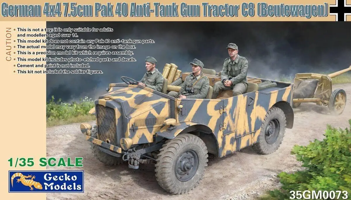 

Gecko Models 35GM0073 1/35 German 4x4 7.5cm Pak 40 Anti-Tank Gun Tractor C8 (Beutewagen)