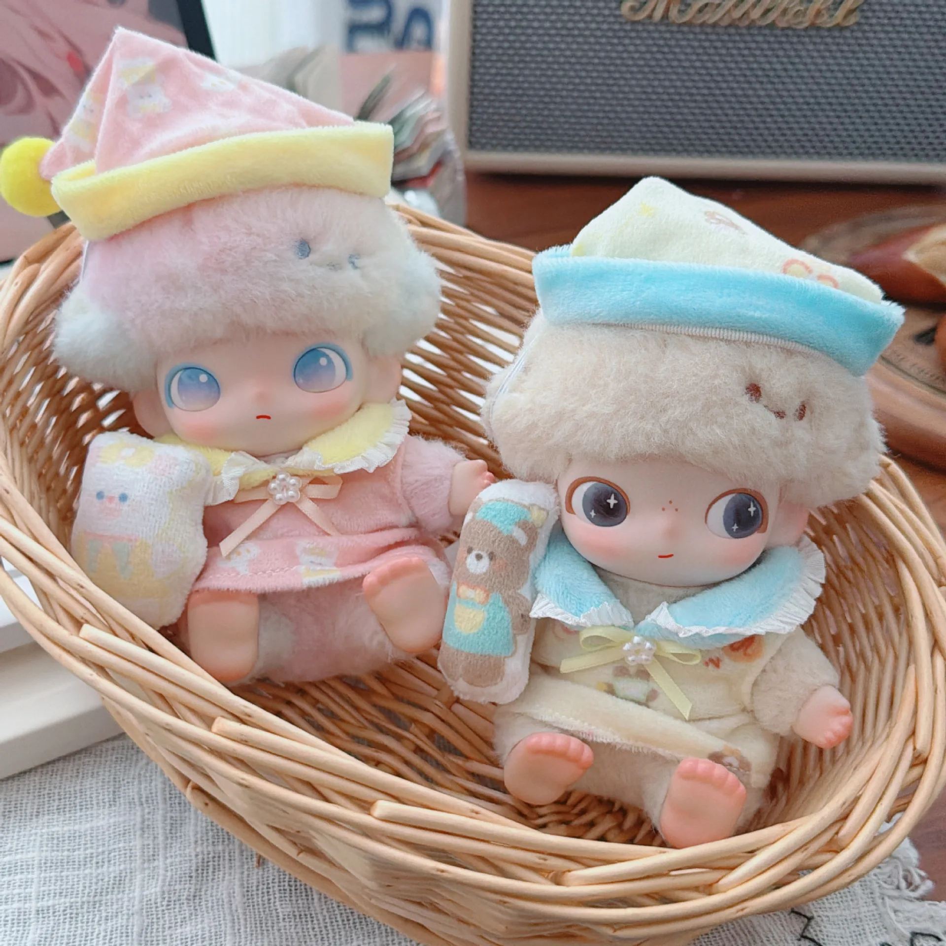 Conjunto Kawaii Rosa de 3 Peças para Bonecas de Pelúcia Mini, Roupas para Bonecas de 10-15cm, Acessórios para Colecionadores de Meninas