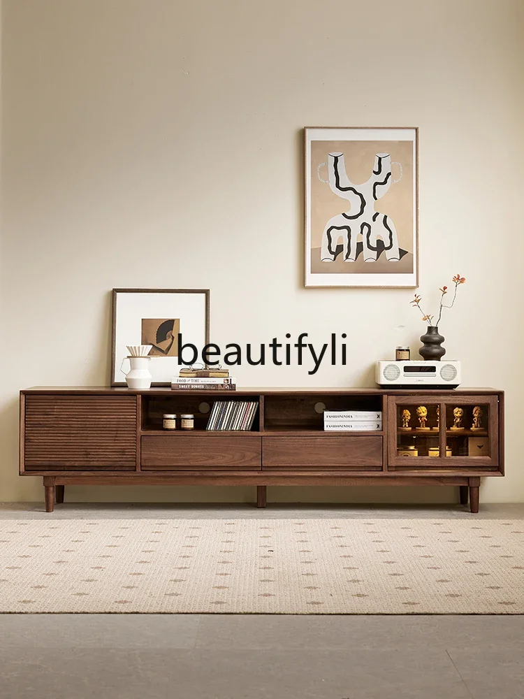 

A44 North American black walnut TV cabinet Nordic simple all-solid wood TV cabinet Home living room