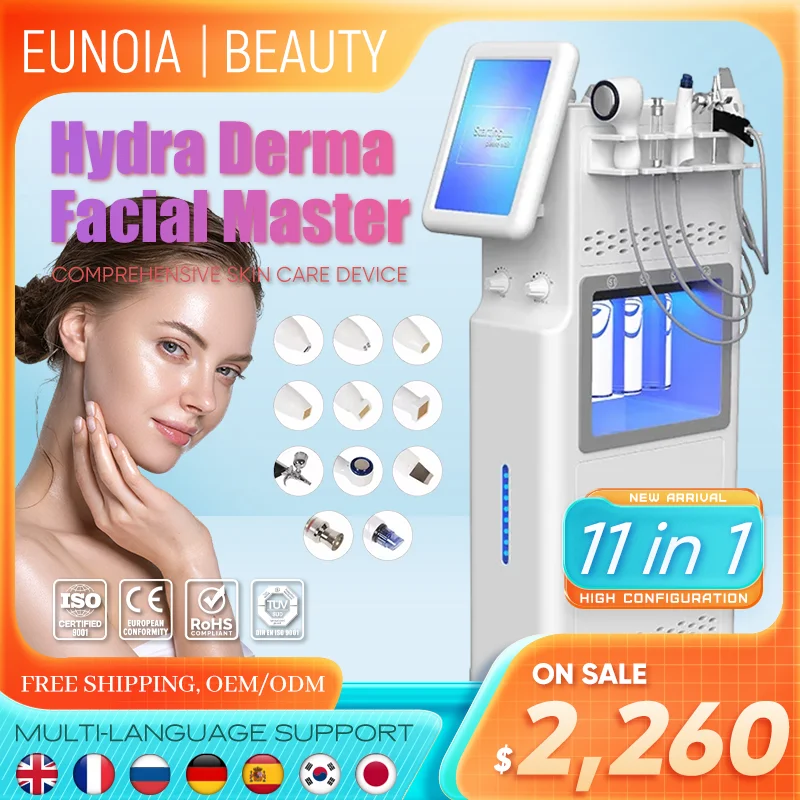 

11 in 1 Hydradermabrasion Facial Machine Skin Care Water Peeling Aqua Spa Oxygen Sprayer Professional Beauty Salon Equipment