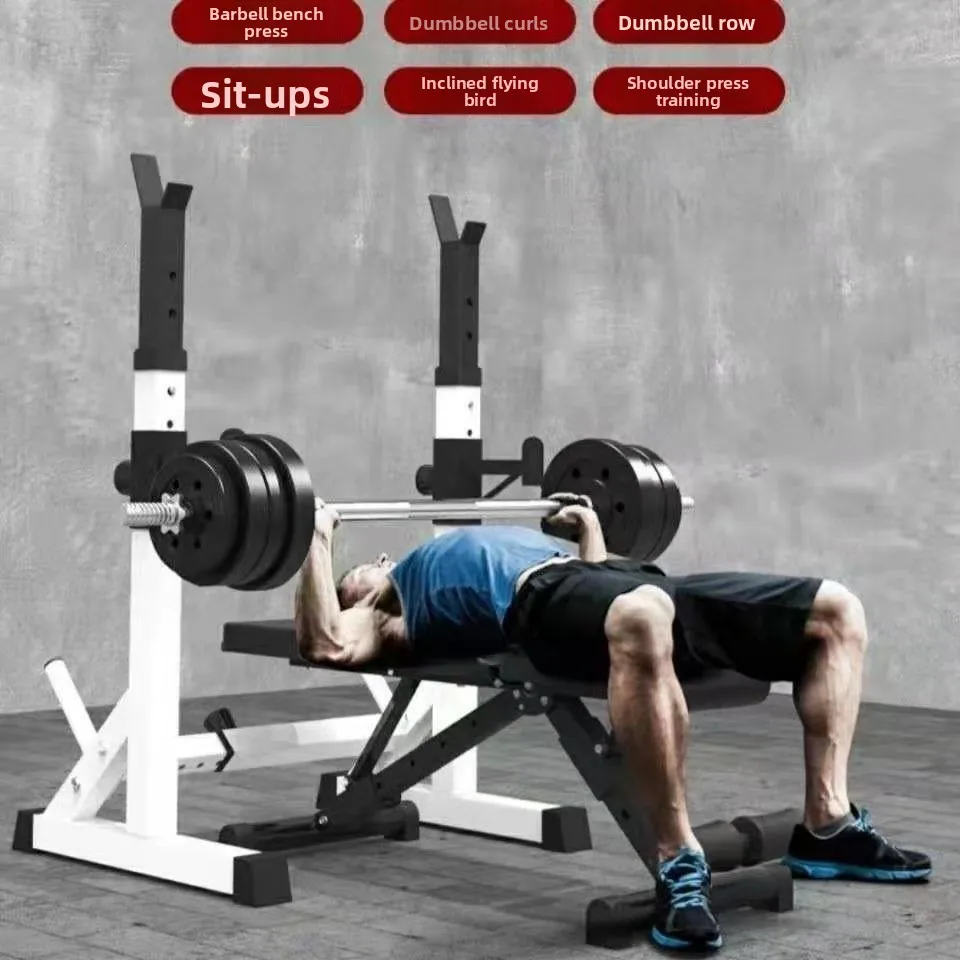 2026 Portable Indoor Home Gym All-in-one Foldable Steel Power Training Rack Cable Adjustable Squat Bench Press Stand Men Barbell
