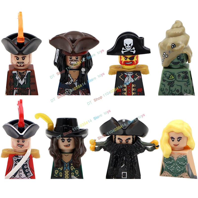 Pirates Of The Caribbean Ghost Captain Jack Sparrow Salazar Davy Jones Blackbeard Barbossa Figure Blocks Toys For Children