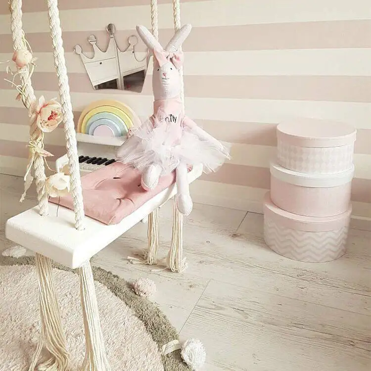Popular Nordic indoor single swing chair princess cradle hanging chair fringed balcony family room decoration