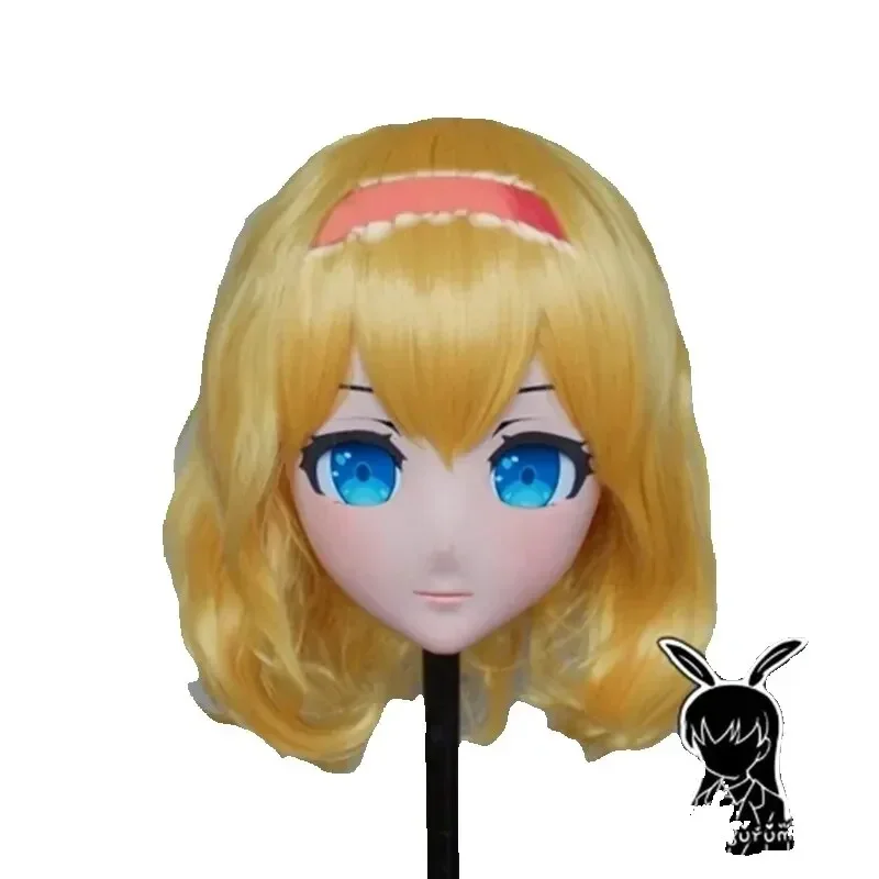 (Rabbit 23) Resin Crossdress Pretty Girl 3/4 Head BJD Doll Mask Cartoon Anime Cosplay Alice Kigurumi Mask Crossdresser