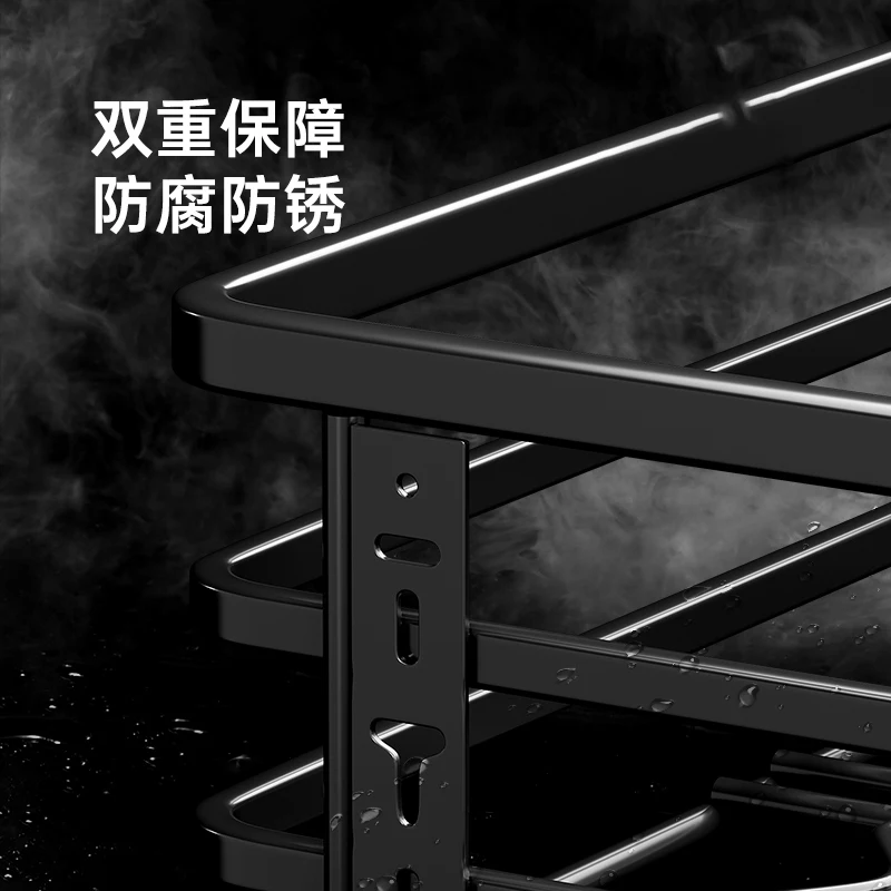 304 الفولاذ المقاوم للصدأ سلة سحب خزانة المطبخ التوابل درج مزدوج نوع طبق رف الشريحة السكك الحديدية وعاء تخزين سلة #3
